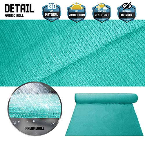 TANG Sunshades Depot 6'x79' Shade Cloth Turquoise Green Fabric Roll Up to 95% Blockage UV Resistant Mesh Net for Outdoor Backyard Garden Plant Barn Greenhouse Weddings Placemat Crafts Decorate Swing