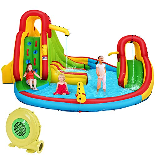 Costzon Inflatable Bounce House, 7in1 Mighty Pool Slide  with 480W Air Blower