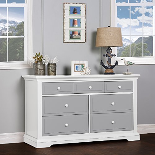 Evolur Parker Double Dresser, White/Dove Grey