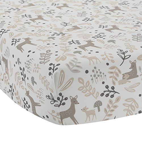 Lambs & Ivy Meadow 3 Piece Crib Bedding Set, Cream/Brown/White
