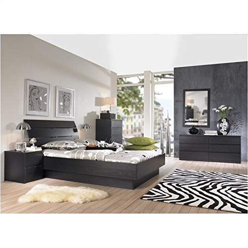 Laguna 5 Drawer Dresser Chest Black Wood Grain Bedroom Furniture