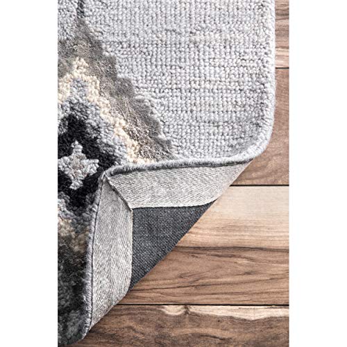nuLOOM Belini Hand Tufted Wool Area Rug, 4' x 6', Dark Grey