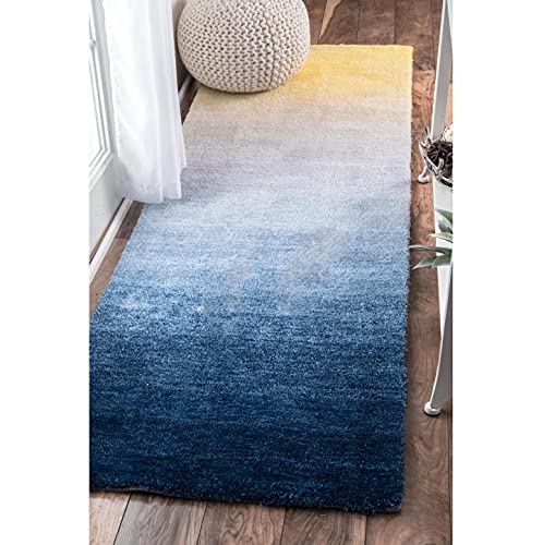 nuLOOM HJOS04A Hand Tufted Ombre Shag Rug, 5' x 8', Navy