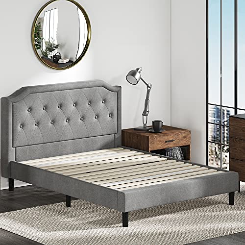 ZINUS Kellen Upholstered Scalloped Platform Bed Frame / Mattress Foundation / Wood Slat Support / No Box Spring Needed / Easy Assembly, King