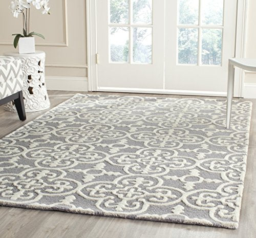 Safavieh Cambridge Collection CAM133D Handmade Moroccan Wool Area Rug, 6' x 9', Silver/Ivory