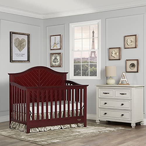 Dream On Me Ella 5-in-1 Convertible Crib in Cherry, Greenguard Gold Certified