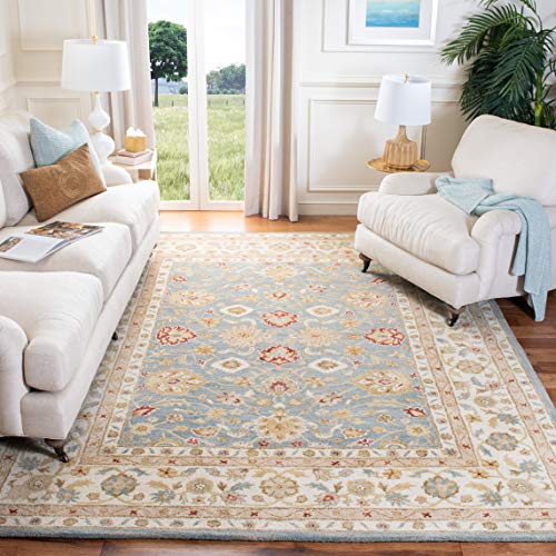 Safavieh Antiquities Collection AT822A Handmade Traditional Oriental Grey Blue and Beige Wool Area Rug (9' x 12')