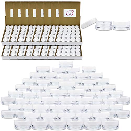 (2000 Pieces Jars + Lid) Beauticom 3G/3ML Round Clear Jars with White Screw Cap Lids for Scrubs, Oils, Toner, Salves, Creams, Lotions, Makeup Samples, Lip Balms - BPA Free