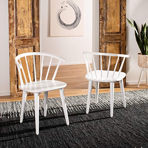 Safavieh Home Collection Blanchard White Curved Spindle Side Chair (Set of 2)