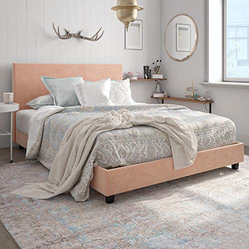 DHP Carley Upholstered Bed, Queen, Pink