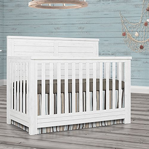 Evolur Belmar Flat 5 in 1 Convertible Crib, Weathered White