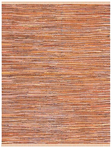 Safavieh Rag Rug Collection RAR127N Handmade Boho Stripe Cotton Area Rug, 8' x 10', Gold / Multi