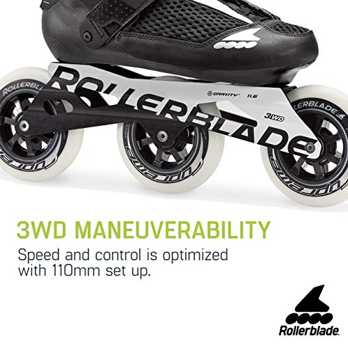 Rollerblade Endurace 110 Unisex Adult Fitness Inline Skate, Black and White, High Performance Inline Skates, US Size 10.5