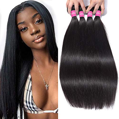 10A Grade Brazilian Human Hair Bundles 20 22 24 26inch Straight Hair 4 Bundles Natural Color Brazilian Hair Extensions Unprocessed Virgin Straight bundles