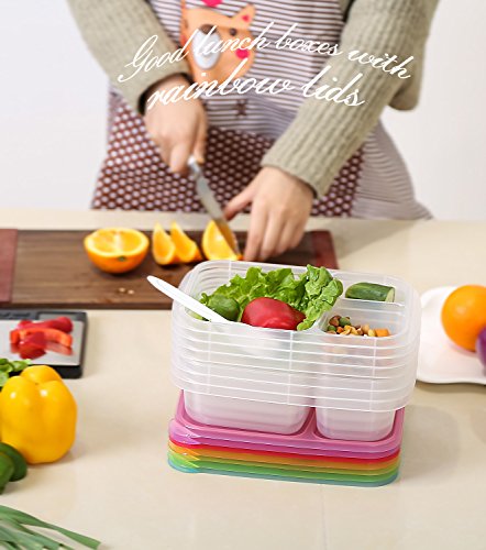 105 Pack Meal Prep Containers 3 Compartment-Divided Bento Lunch Box-Portion Control-Food Storage Containers with Lids