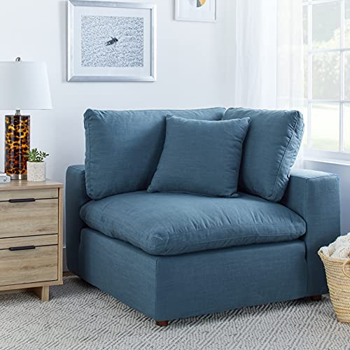 Modway Commix Down-Filled Overstuffed Upholstered Sectional Sofa Corner Chair in Azure