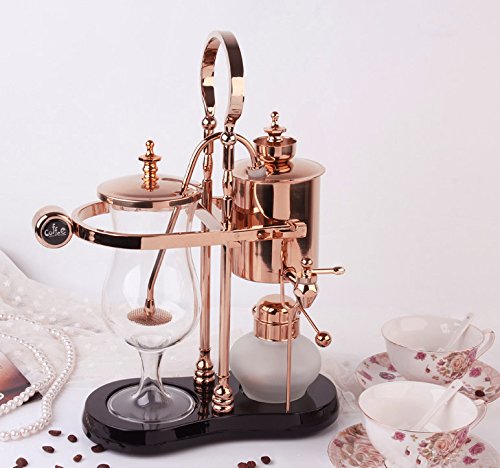 Diguo Belgian/Belgium Luxury Royal Family Balance Syphon Coffee Maker. Elegant Retro-Style Design. Color Rose Golden. Capacity: 500ml/17 oz.