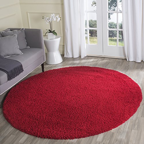 Safavieh Laguna Shag Collection SGL303H Red Round Area Rug (6'7" Diameter)