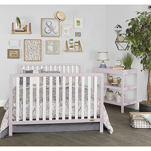 Dream On Me Ridgefield 5 in 1 Convertible Crib in Blush Pink & White