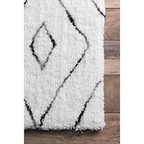 nuLOOM Lauren Lattice Shag Rug, 6' x 9', White