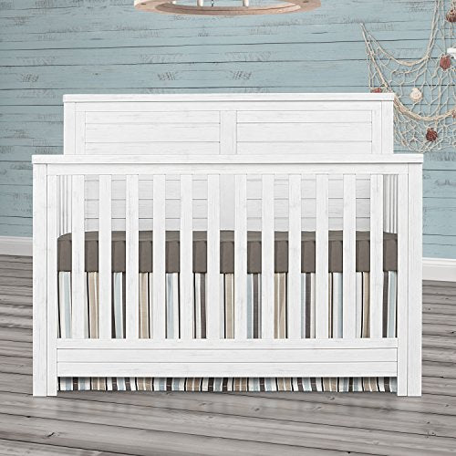 Evolur Belmar Flat 5 in 1 Convertible Crib, Weathered White