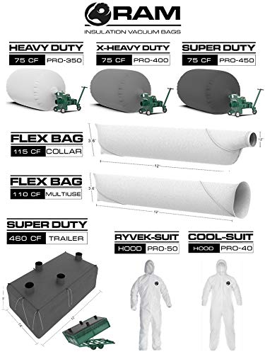 (10) Insulation Removal Vacuum Bags Heavy Duty 6 FT X 4 FT Low DUST - Holds EST 350 LBS / 75 CF - Toughest White Bag on The Market.