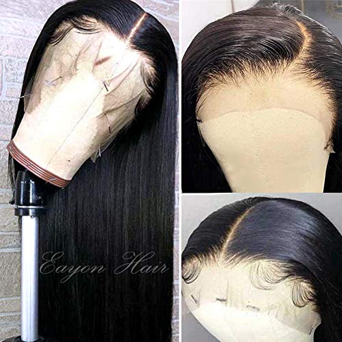 Eayon 360 Lace Frontal Wigs Natural Straight Brazilian Remy Human Hair Lace Wigs with Baby Hair for Women 22inch Natural Color 150% Density