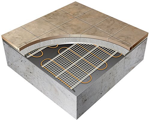 180 sq.ft. 240-Volt. Ceramic & Stone Tile Electric Floor Heating Kit w/Honeywell Floor Thermostat and Installation Alarm, (120 ft. x 1.5 ft.)