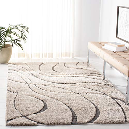 Safavieh Florida Shag Collection SG471-1180 Cream and Grey Area Rug (8' x 10')