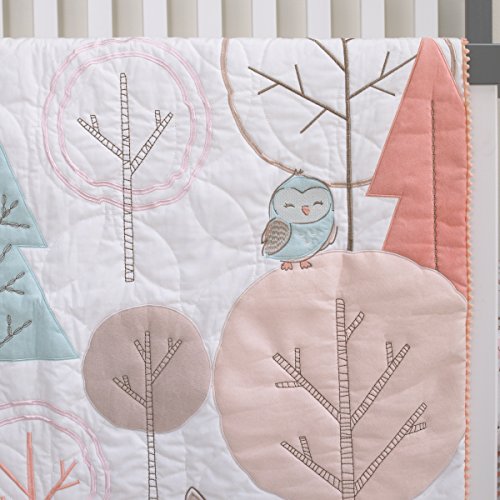 Carter's Woodland Meadow Forest/Deer/Owl 3 Piece Nursery Crib Bedding Set, Peach/Aqua/White