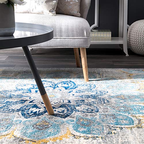 nuLOOM Kiyoko Vintage Floral Area Rug, 8' 10" x 12', Blue