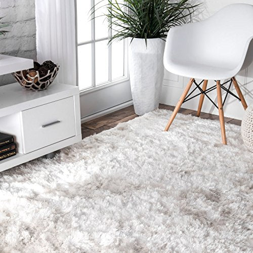 nuLOOM Latonia Silken Shag Rug, 8' 6" x 11' 6", Pearl White