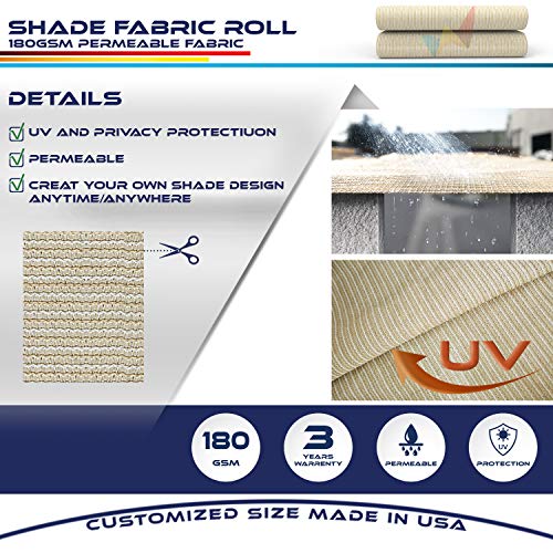 Windscreen4less Beige Sunblock Shade Cloth,95% UV Block Shade Fabric Roll 6ft x 120ft