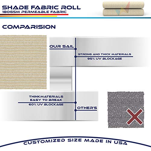 Windscreen4less Beige Sunblock Shade Cloth,95% UV Block Shade Fabric Roll 6ft x 120ft