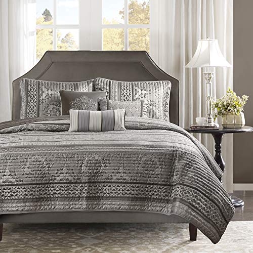 Madison Park Bellagio Coverlet Set, King/Cal King, Grey