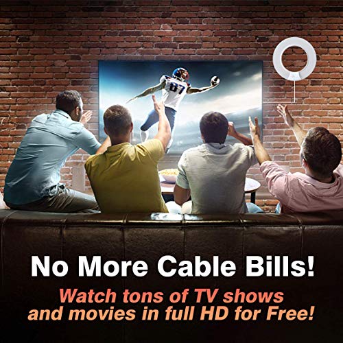 1byone HDTV Antenna [2019 Upgraded Version] Digital Amplified Indoor TV Antenna, Amplifier Signal Booster Support 4K 1080P UHF VHF Freeview Life Local Channels All Type Television (Renewed)