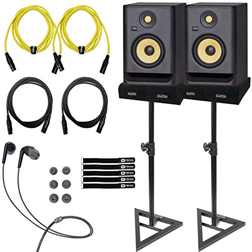 KRK Rokit RP5G4 4th Gen 5" Powered Active Studio Monitor Speaker Pair XLR Cables