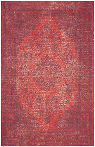 Safavieh Classic Vintage Collection CLV121B Oriental Medallion Cotton Area Rug, 5' x 8', Orange / Red