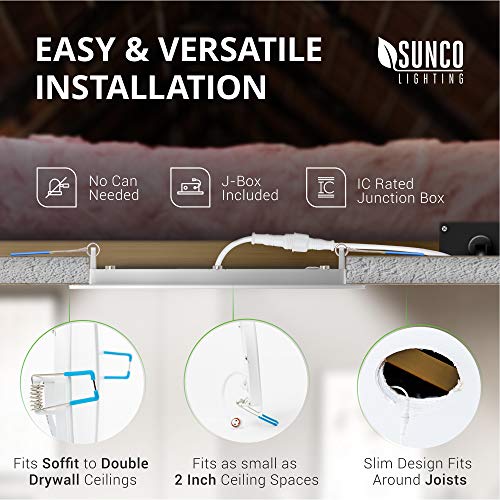 Sunco Lighting 16 Pack 6 Inch LED Recessed Lighting Slim Ceiling Lights, Dimmable, Retrofit Canless with Junction Box, 2700K Soft White, 14W=100W, 850 LM, Wafer Thin IC Rated - ETL & Energy Star