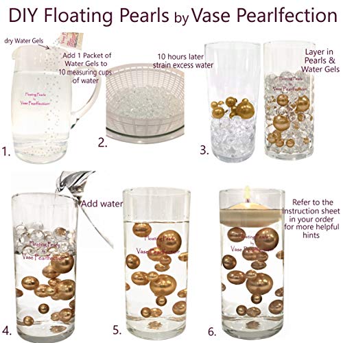 10 Packs Sale 'Floating' Blue Turquoise Pearls - No Hole Jumbo/Assorted Sizes Vase Decorations + Includes Transparent Water Gels for Floating The Pearls