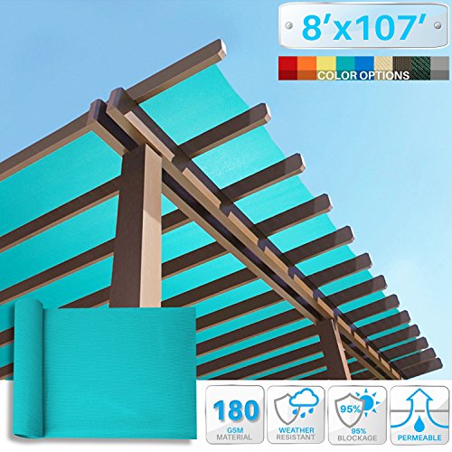 Patio Paradise 8' x 107' Sunblock Shade Cloth Roll,Turquoise Green Sun Shade Fabric 95% UV Resistant Mesh Netting Cover for Outdoor,Backyard,Plant,Greenhouse,Barn