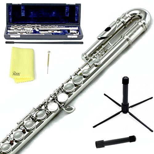 Sky C Flute with Lightweight Case, Cleaning Rod, Cloth, Joint Grease and Screw Driver -  Curved Silver