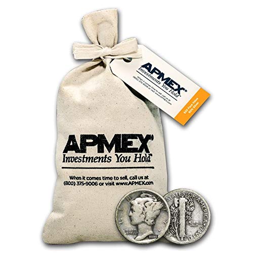1916-1945 90% Silver Mercury Dime $50 Face-Value Bag Avg Circ Dime Very Good
