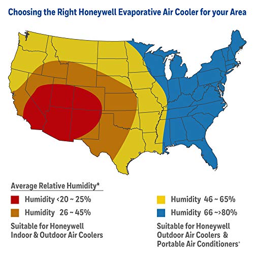 Honeywell 470-659CFM Portable Evaporative Cooler, Fan & Humidifier with Ice Compartment & Remote, CL201AEW, White