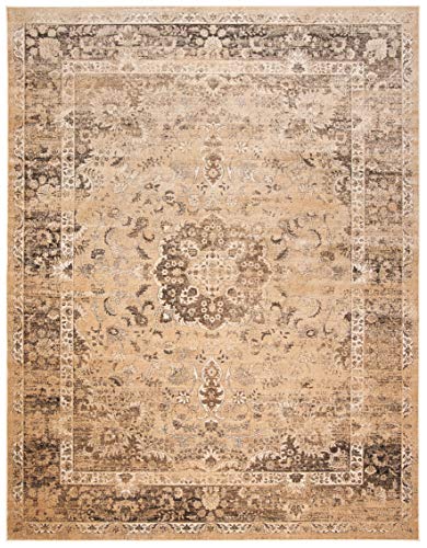 Safavieh Vintage Collection VTG113 Oriental Medallion Distressed Premium Viscose Area Rug, 5'3" x 7'6", Warm Beige