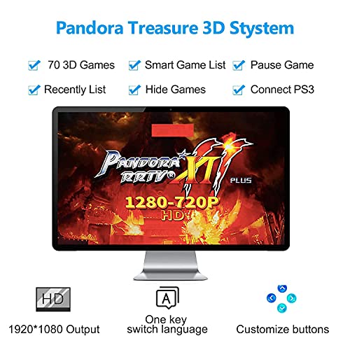 【3003 Games in 1】 Arcade Game Console ,Pandora Treasure 3D Double Stick,3003 Classic Arcade Game,Search Games, Support 3D Games,Favorite List, 4 Players Online Game,1280X720 Full HD Video Game