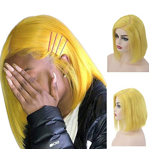 Lace Front Bob Wigs Human Hair 180% Density Blunt Cut Short Straight Bob Full Thick Ends Glueless Lace Frontal Side Part Bob Bleached Knots with Natural Hairline