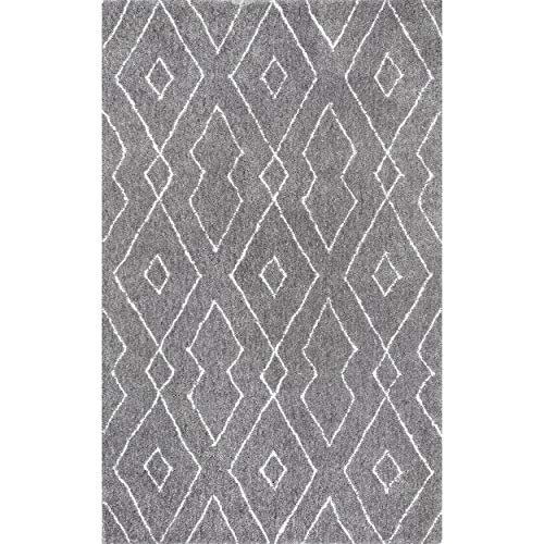 nuLOOM Lauren Lattice Shag Rug, 6' x 9', Grey