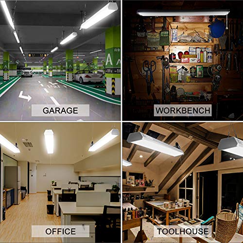 LED Shop Light 4FT-7000Lm 5000K [400W Equivalent]Daylight, Utility Light Garage LED Ceiling Lights, Surface/Hanging/Suspension Mounting, Plug and Play, pull chain light fixture Power Cord, ETL(8 Pack)