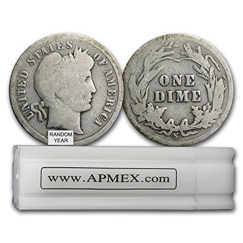 1892-1916 90% Silver Barber Dimes 50-Coin Roll Avg Circ Dime Very Good